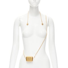 new VALENTINO Rockstud AirPods Pro gold metal crossbody miniaudiere chain case