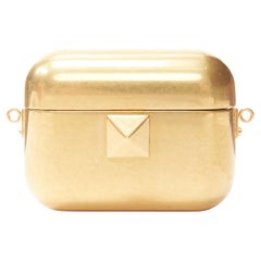 nuovo VALENTINO Rockstud AirPods Pro oro metallo crossbody miniaudiere catena custodia