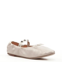 new VALENTINO Rockstud light mauve grey soft leather ballerina flats EU37.5