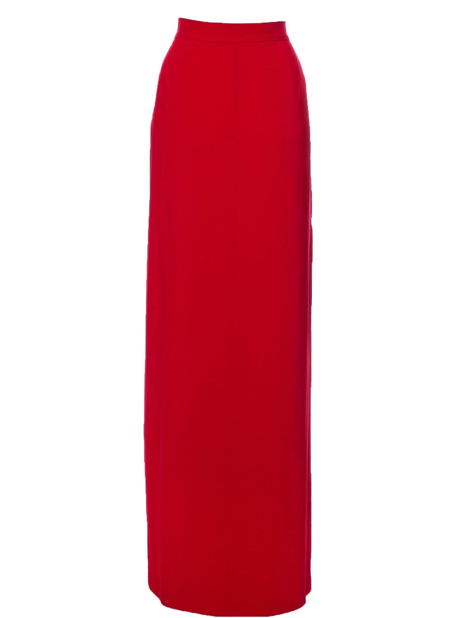 New Valentino Roma Maxi Red Skirt
Italian size 48 - US 12
Bow and ruffle accent, pleated, fully lined, stretch, 97% viscose, 3% elastane.
Measurements; length - 47 inches, waist - 34