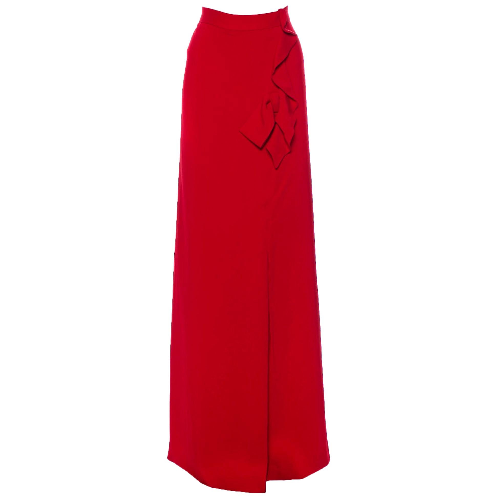 New Valentino Roma Red Maxi Skirt Italian size 48 - US 12 For Sale