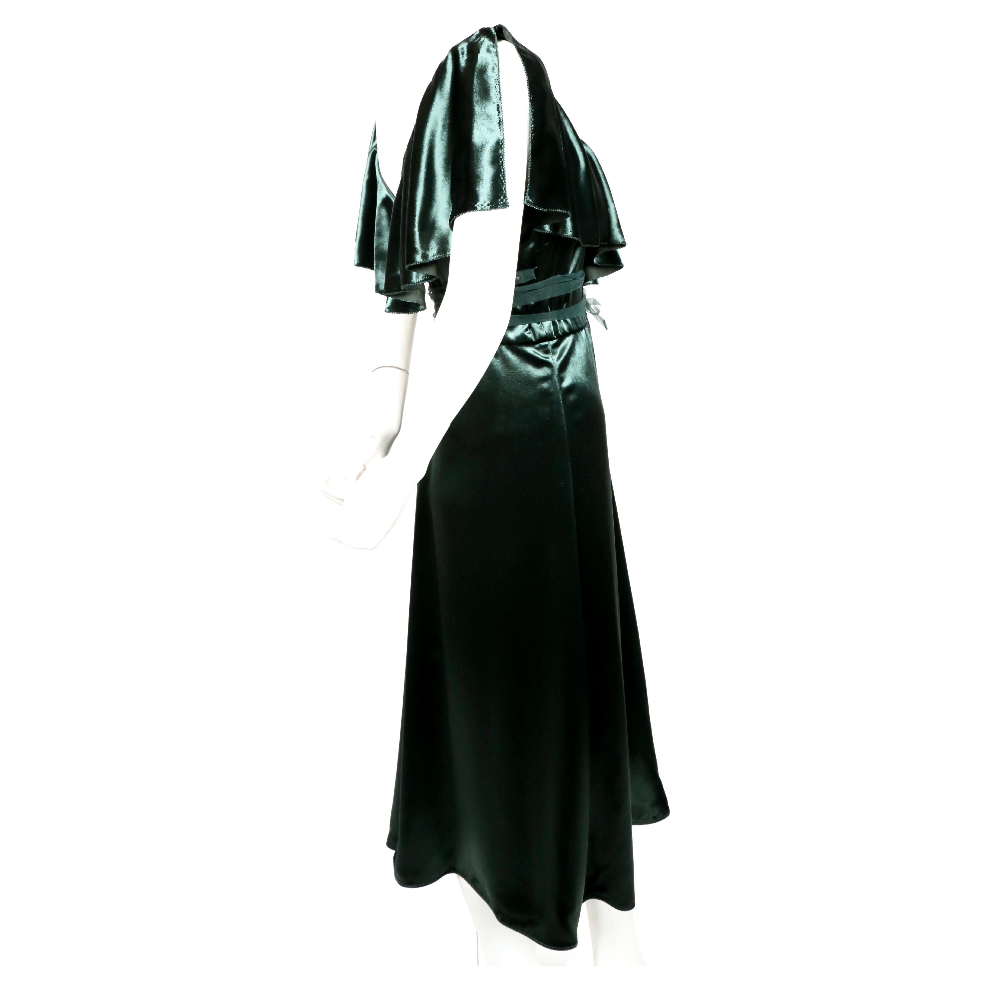 Women's or Men's NEW VALENTINO ruffled green velvet midi runway dress, 2016  For Sale
