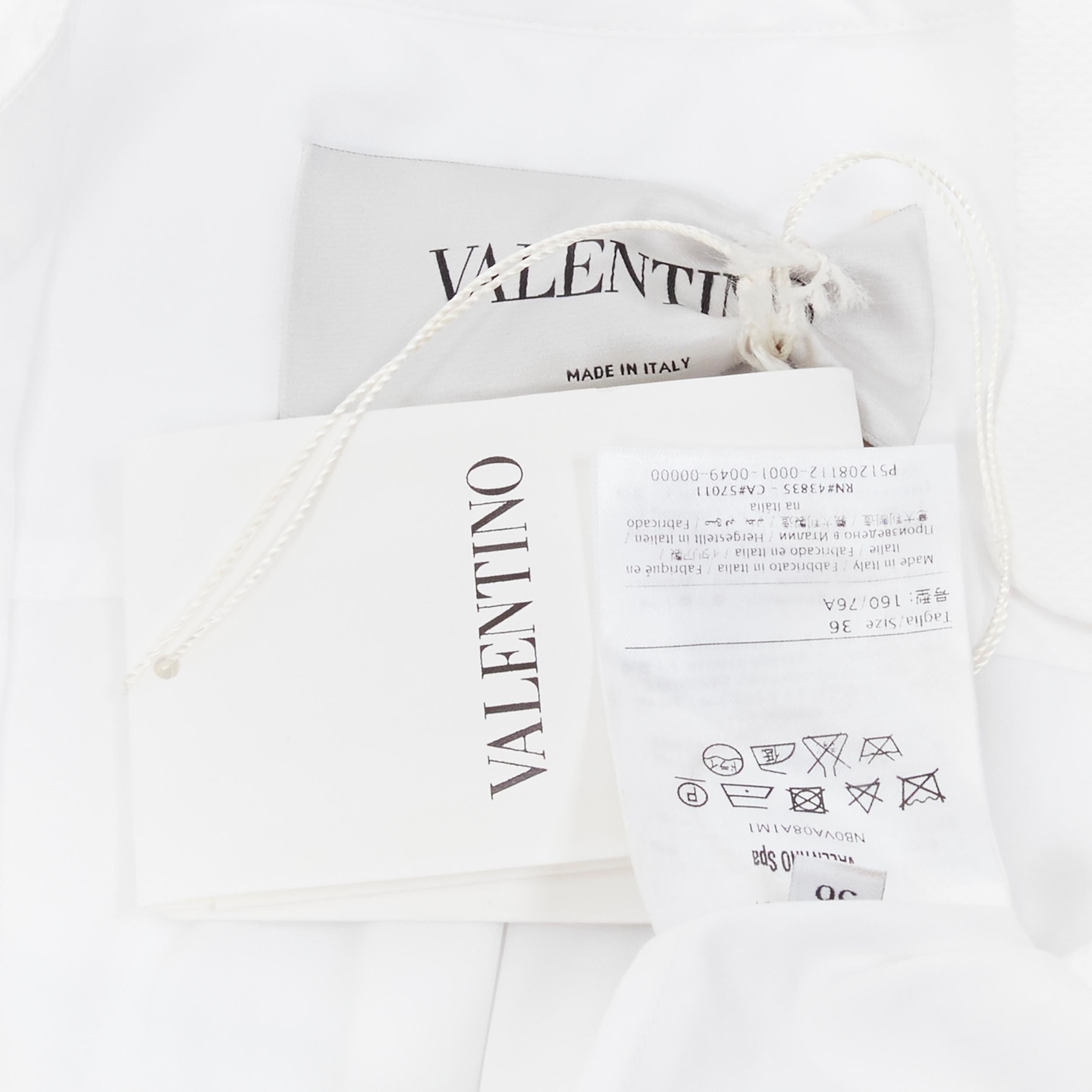 new VALENTINO white cotton black floral lace hem shirt dress IT36 XS For Sale 3
