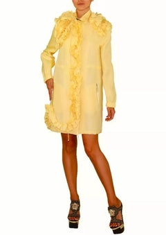 New Valentino Yellow 100% Silk Coat Size US 6