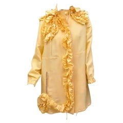 New Valentino Yellow 100% Silk Coat Size US 6