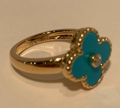 New Van Cleef & Arpels Vintage Alhambra Collection Diamond Turquoise Flower Ring