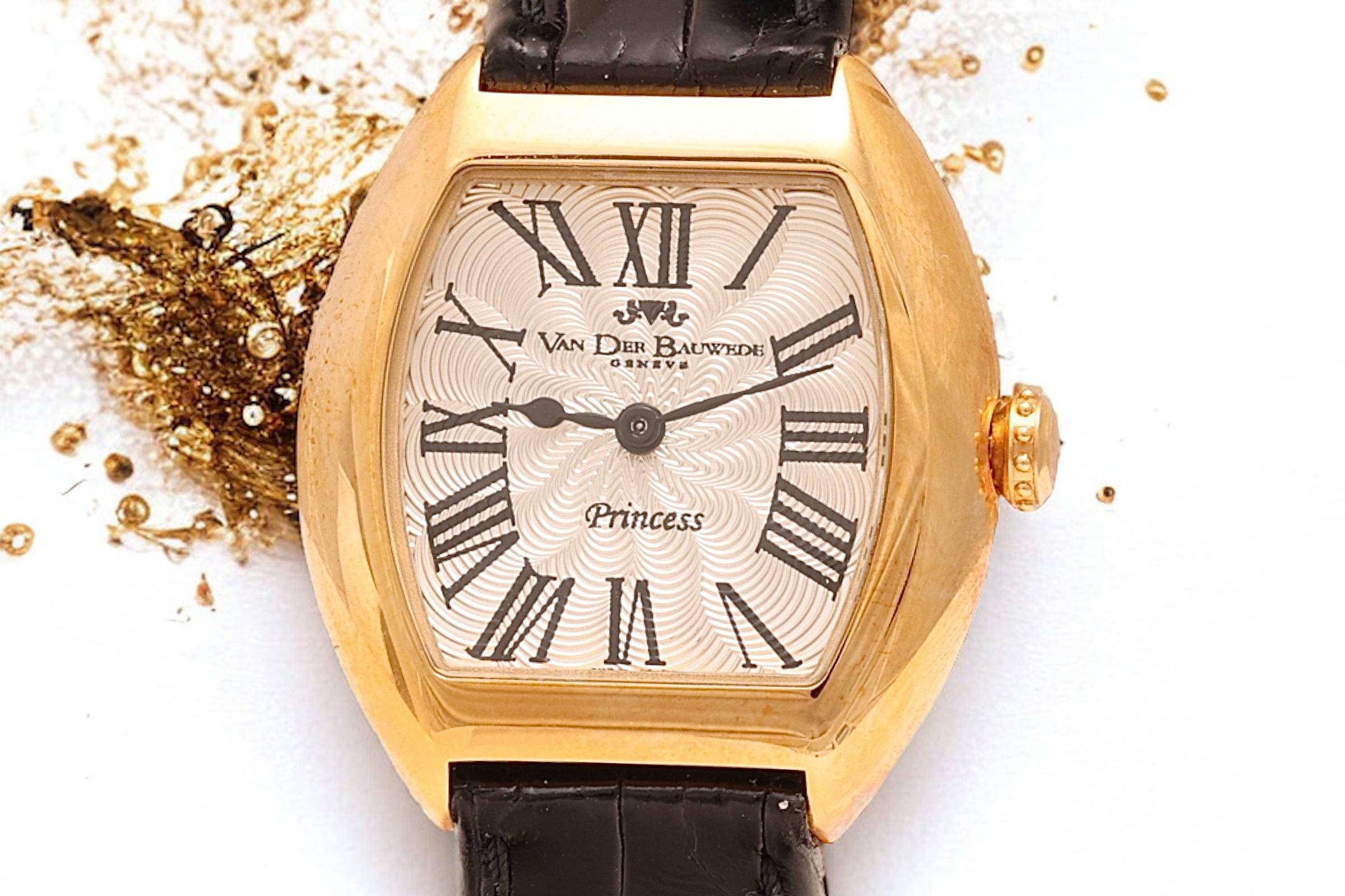 New Van Der Bauwede Princess in 18kt Gold Automatic Wristwatch With Box & Papers For Sale 5