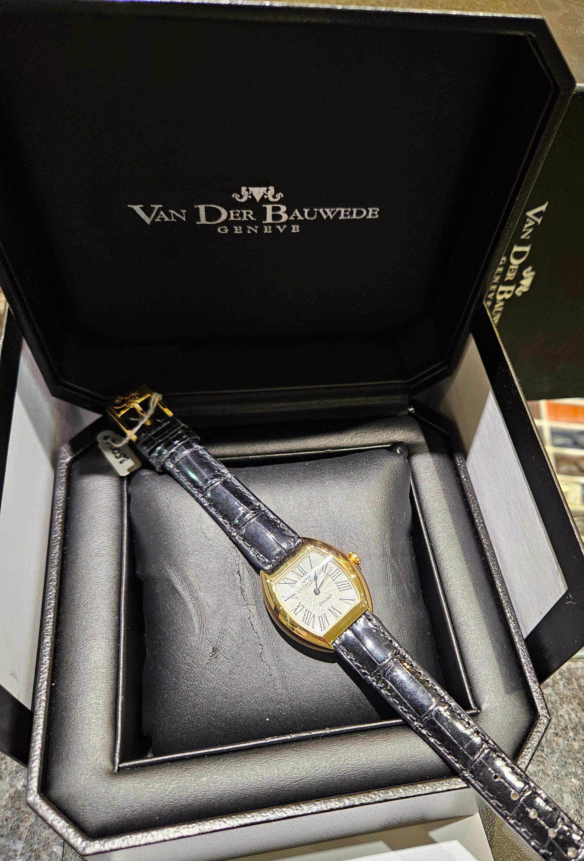 New Van Der Bauwede Princess in 18kt Gold Automatic Wristwatch With Box & Papers For Sale 8