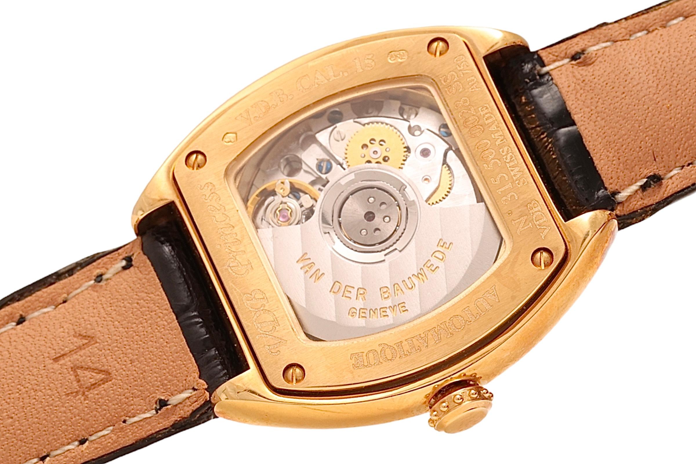 New Van Der Bauwede Princess in 18kt Gold Automatic Wristwatch With Box & Papers For Sale 4