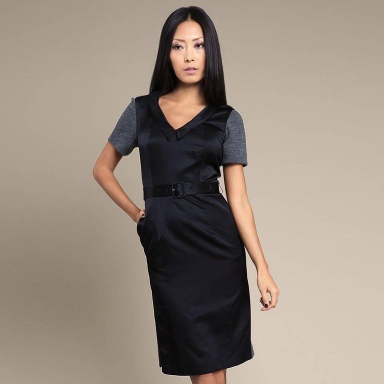 vera wang cocktail dress Vera Wang ruched draped black cocktail dress wool blend sleeveless formal  sheath