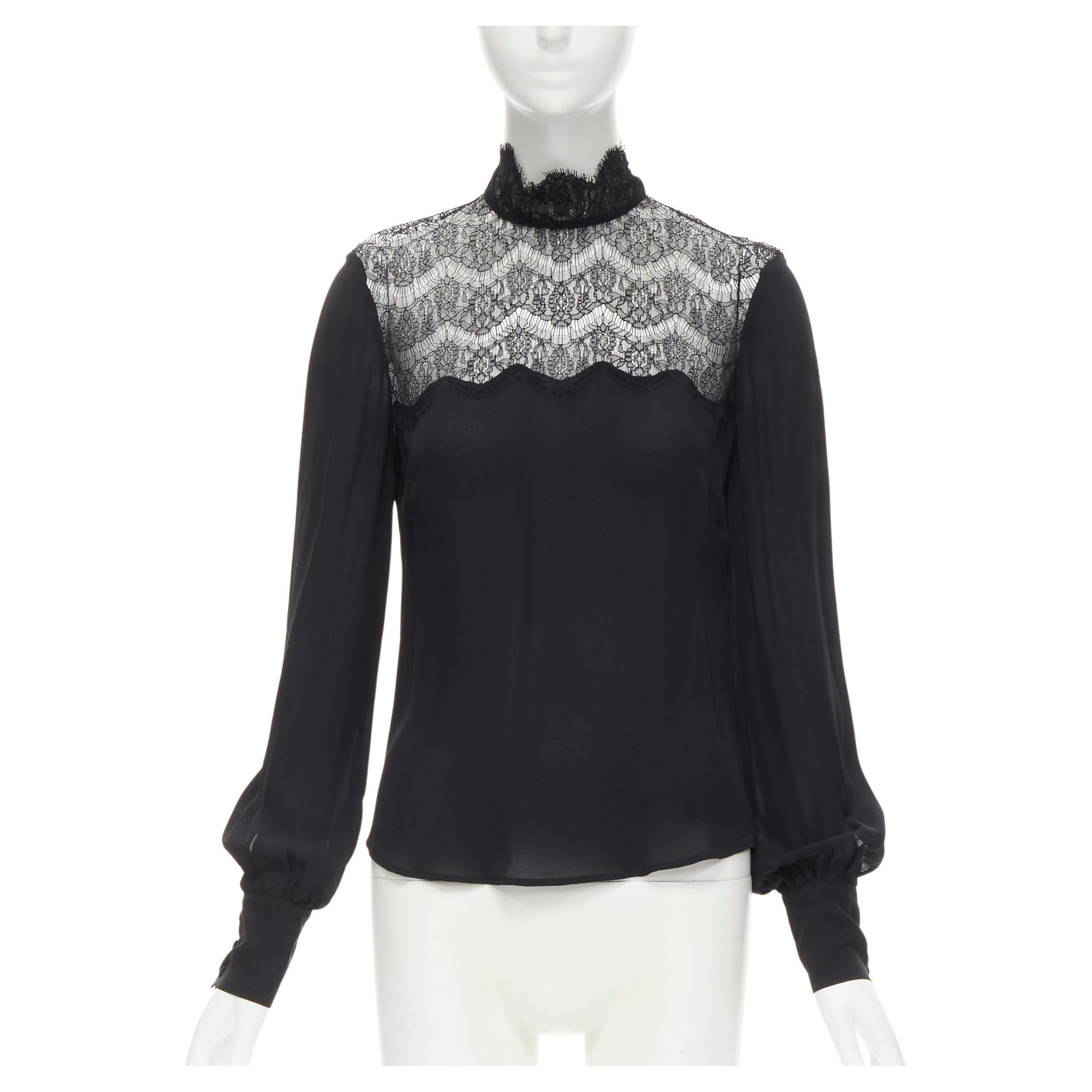 White House black market embroidered mesh top size XS  Black mesh top,  Long sleeve lace tee, Peplum lace top