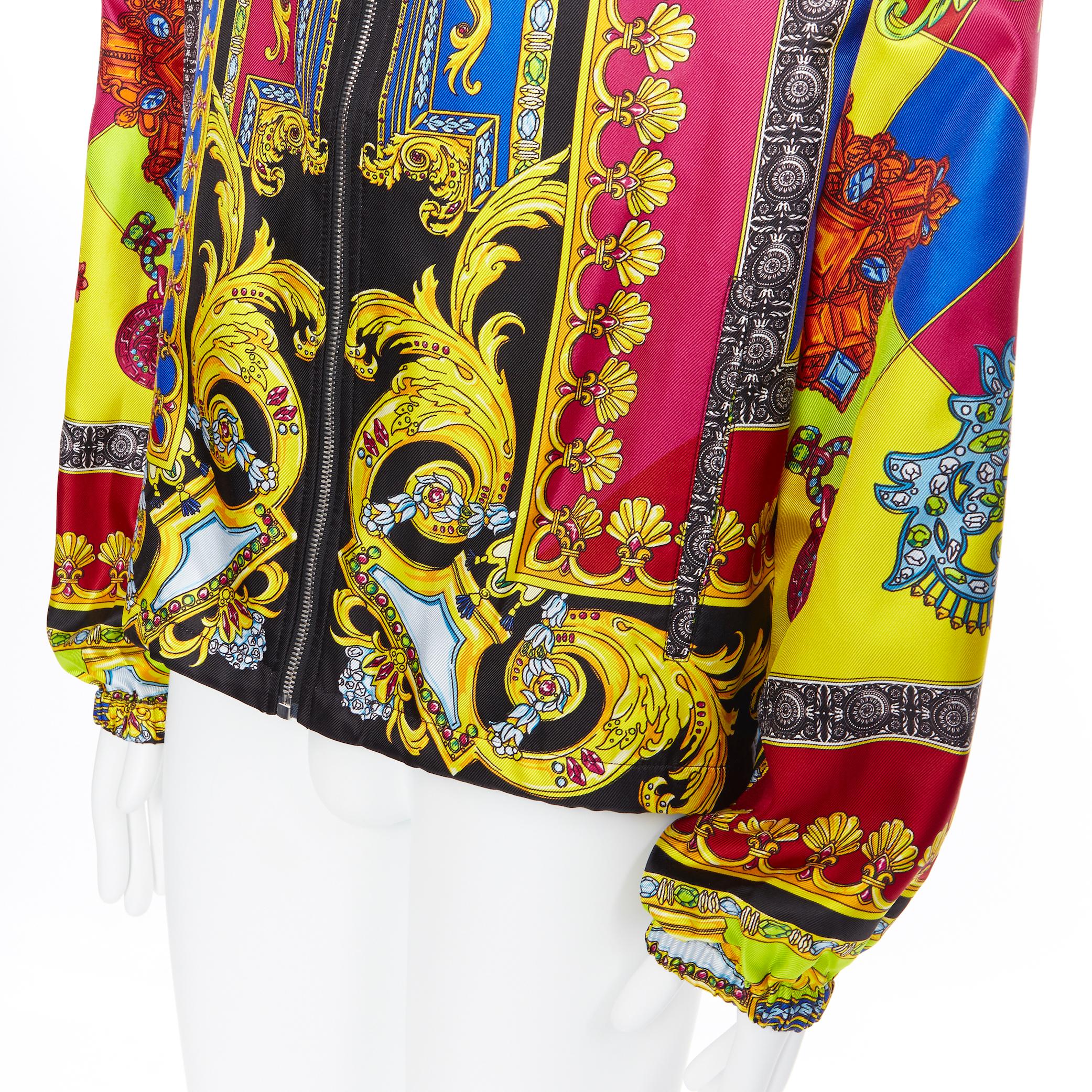 new VERSACE 100% silk 2019 Gioelleria Jewel Baroque print hoodie jacket IT54 2XL 5