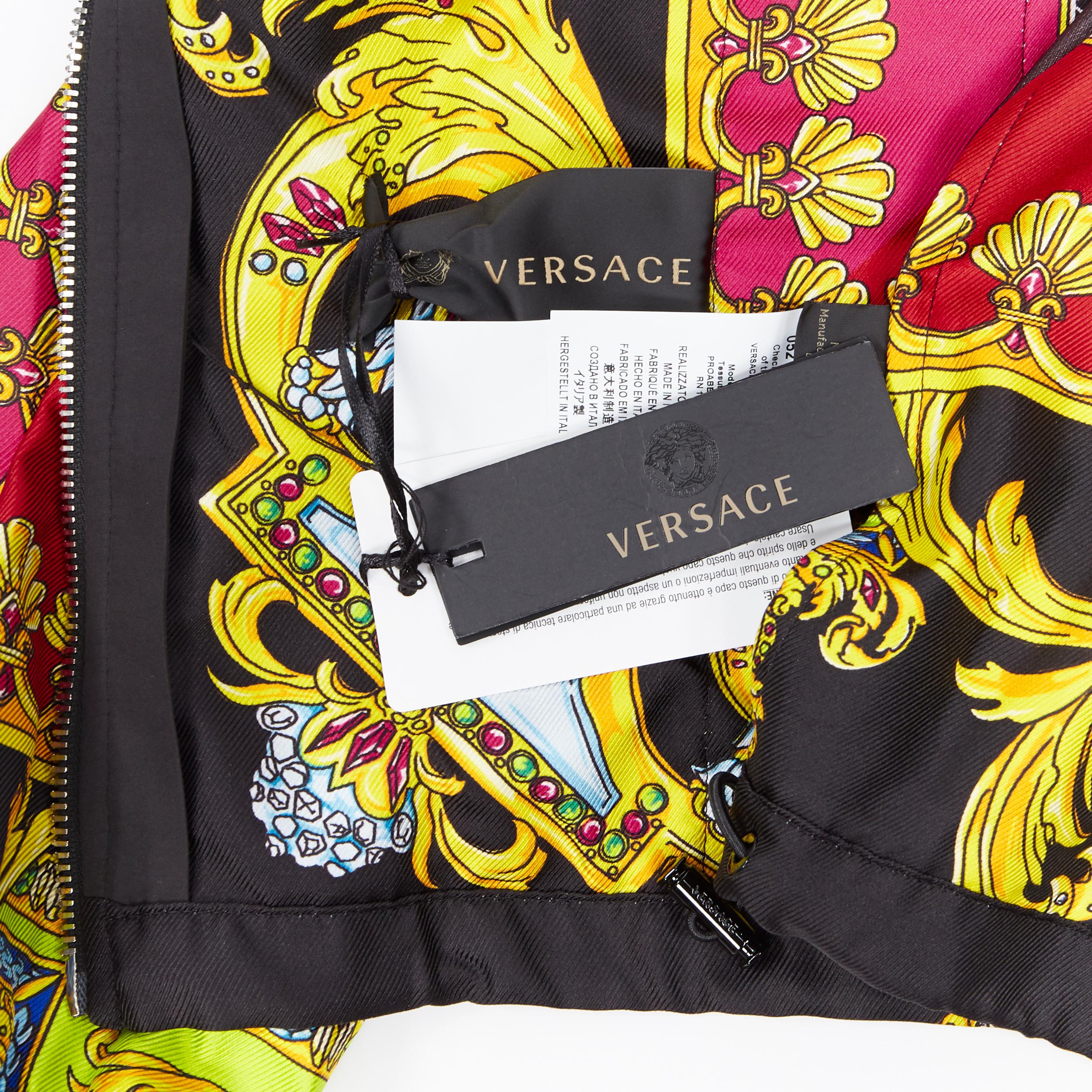new VERSACE 100% silk 2019 Gioelleria Jewel Baroque print hoodie jacket IT54 2XL 7
