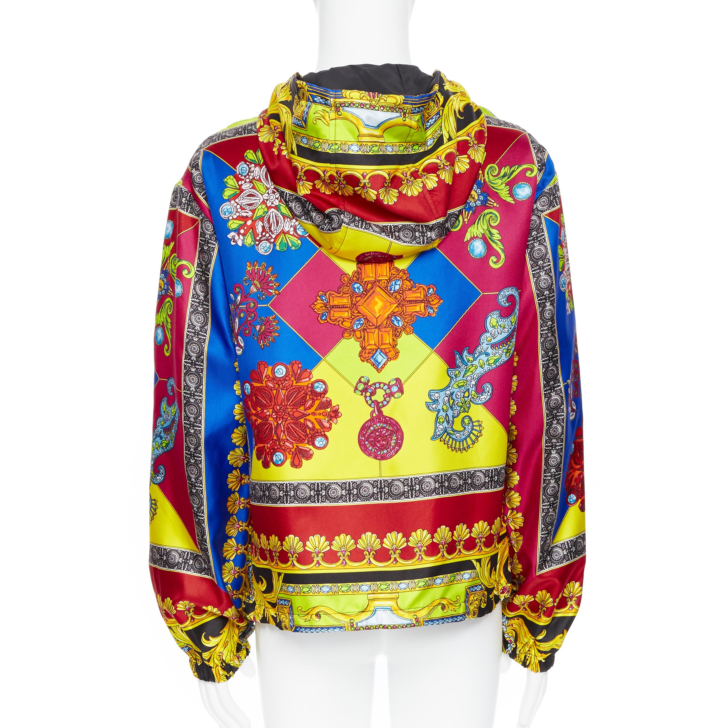 new VERSACE 100% silk 2019 Gioelleria Jewel Baroque print hoodie jacket IT54 2XL 2