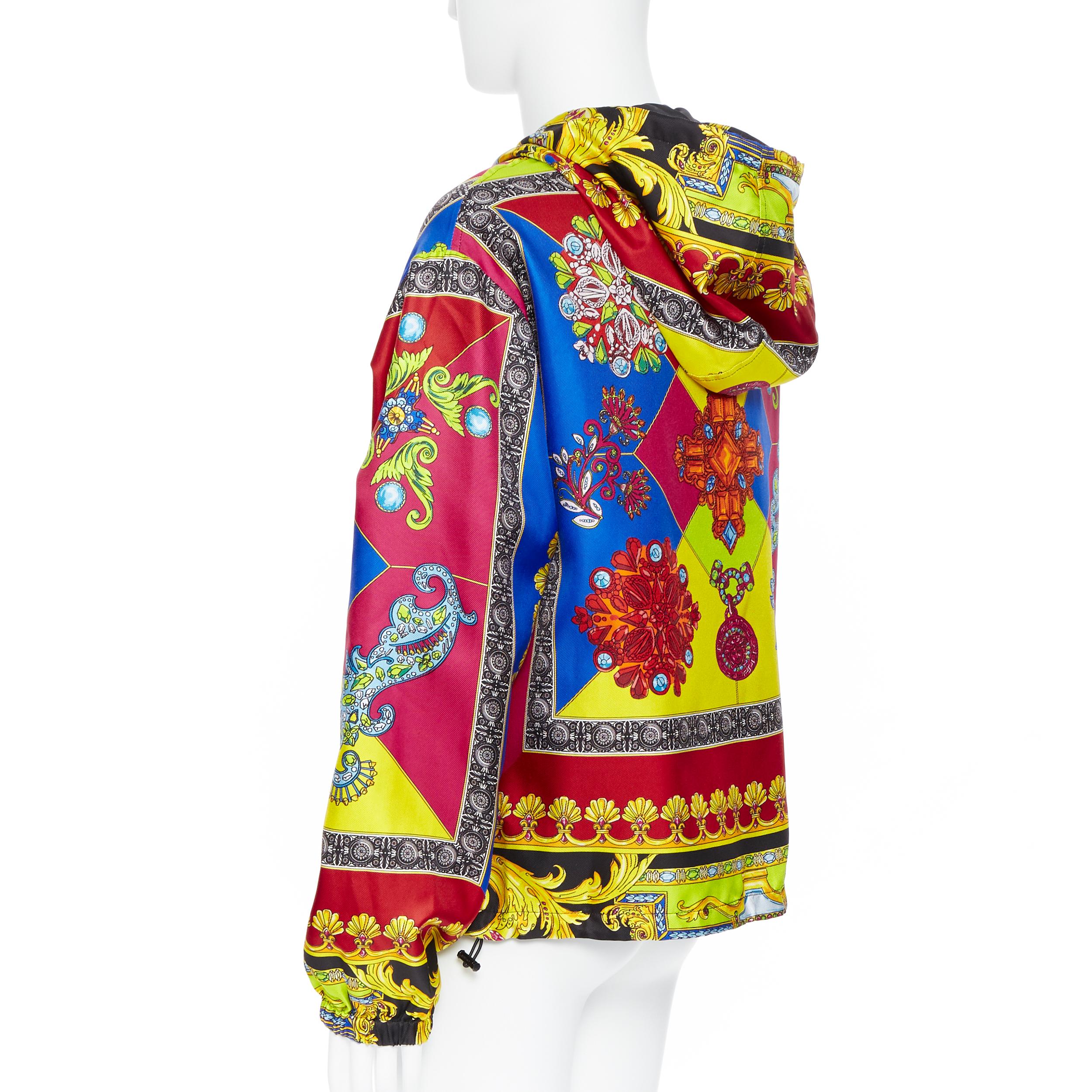 new VERSACE 100% silk 2019 Gioelleria Jewel Baroque print hoodie jacket IT54 2XL 3