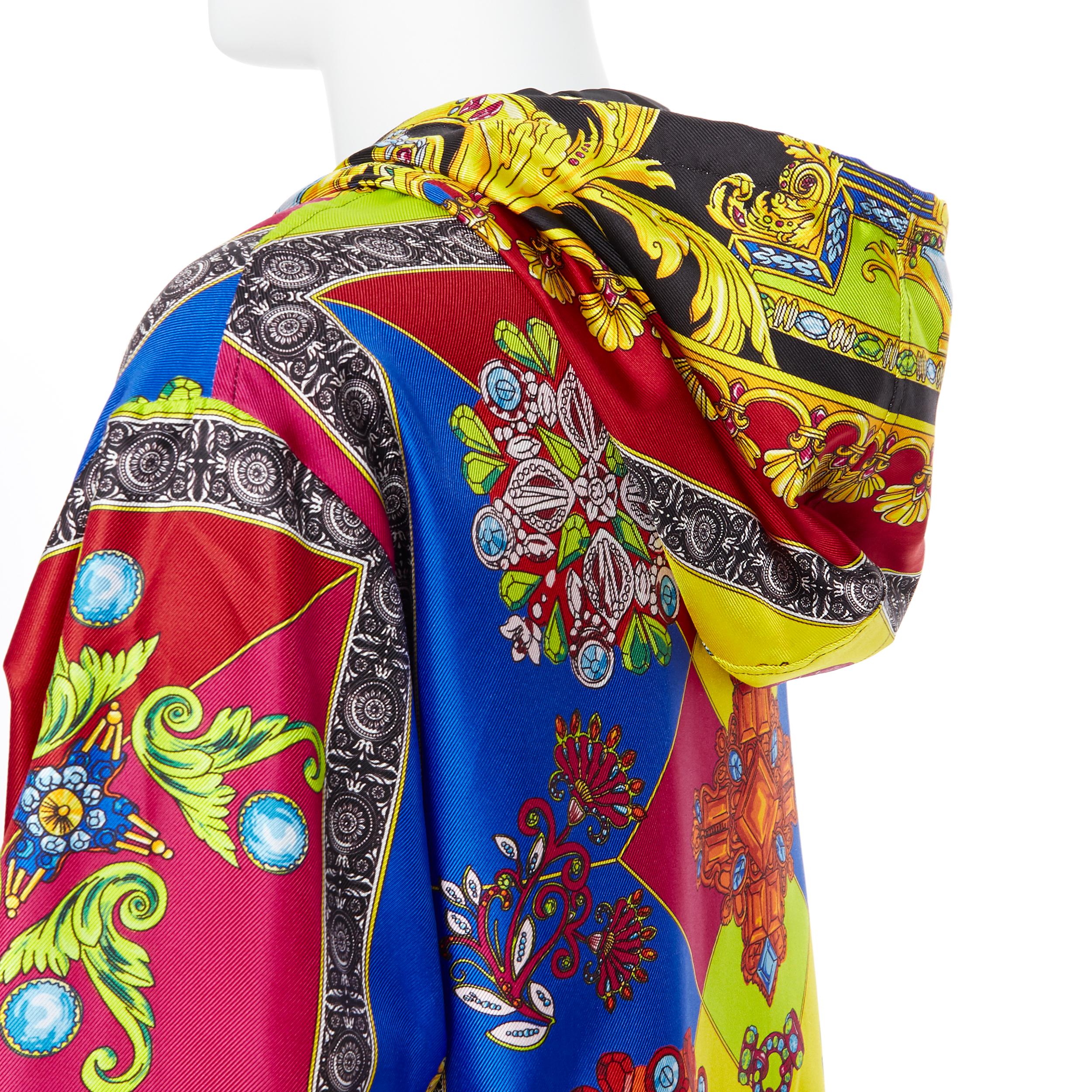 new VERSACE 100% silk 2019 Gioelleria Jewel Baroque print hoodie jacket IT54 2XL 4