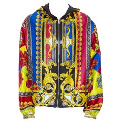 new VERSACE 100% silk 2019 Gioelleria Jewel Baroque print hoodie jacket IT54 2XL