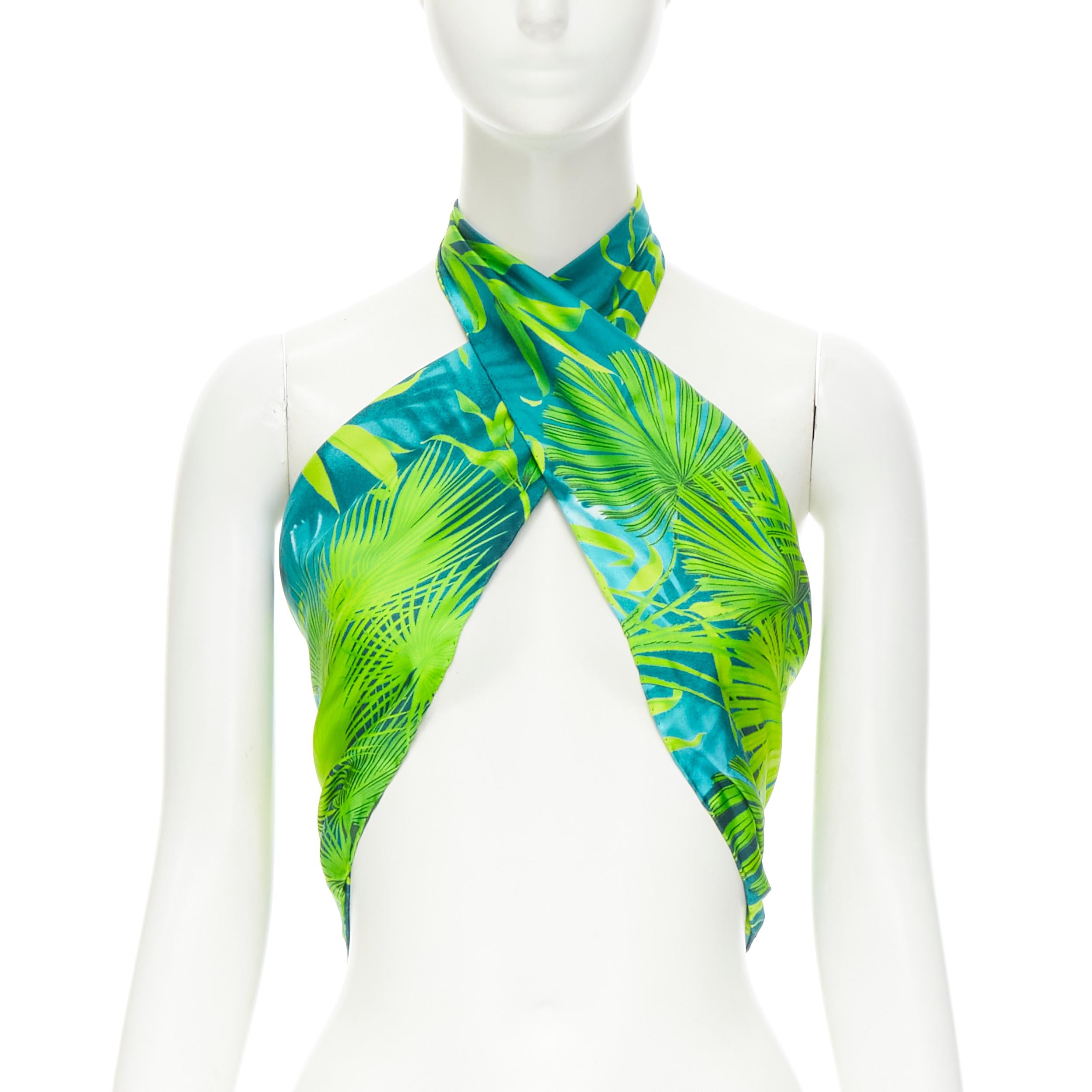 Gray new VERSACE 100% silk 2020 Iconic green Jungle 90cm square scarf Jennifer Lopez