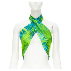 new VERSACE 100% silk 2020 Iconic green Jungle  print 90cm square scarf
