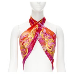 new VERSACE 100% silk 2020 pink Jungle gold Barocco print 90cm square scarf
