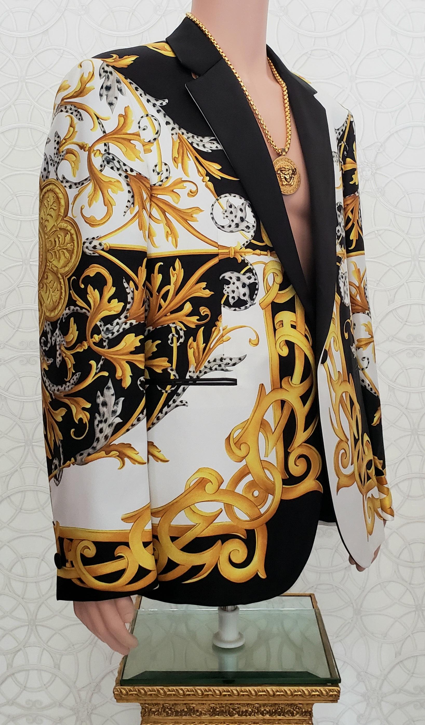 VERSACE 100% SEIDE BAROQUE ACANTHUS PRINT BLAZER JACKET 54 - 2XL 5