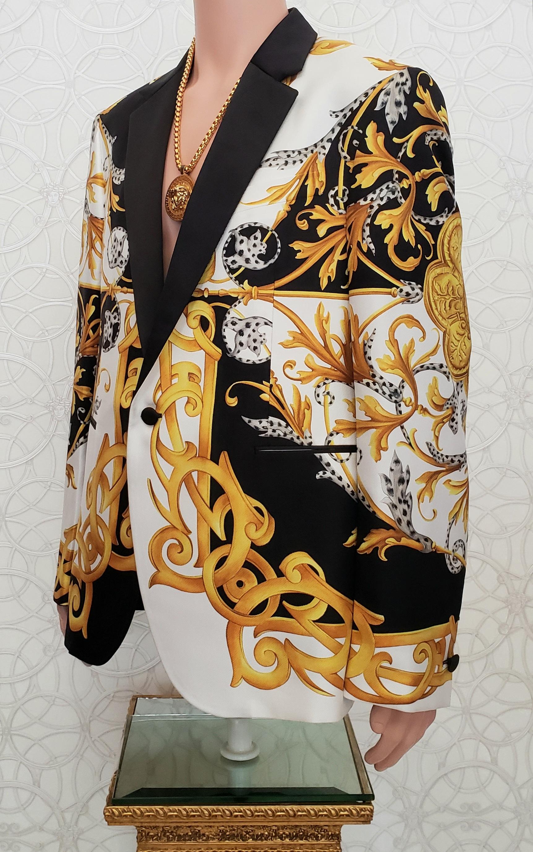 VERSACE 100% SEIDE BAROQUE ACANTHUS PRINT BLAZER JACKET 54 - 2XL im Zustand „Neu“ in Montgomery, TX