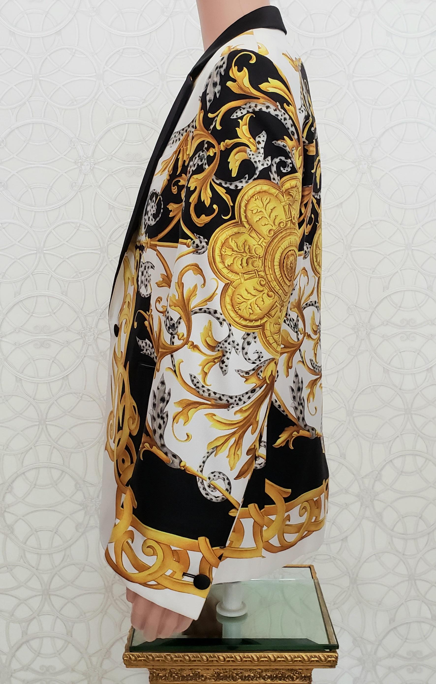 VERSACE 100% SEIDE BAROQUE ACANTHUS PRINT BLAZER JACKET 54 - 2XL Herren