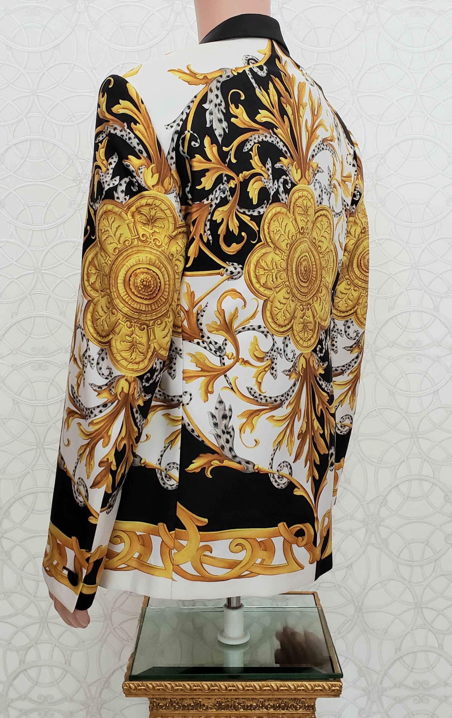 VERSACE 100% SEIDE BAROQUE ACANTHUS PRINT BLAZER JACKET 54 - 2XL 1