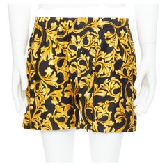 new VERSACE 100% silk black gold barocco floral print boxer shorts IT5 M