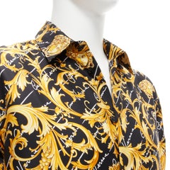 new VERSACE 100% silk La Medusa Barocco Gianni Signature black gold shirt EU39 M