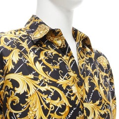 new VERSACE 100% silk La Medusa Barocco Gianni Signature black gold shirt EU39 M