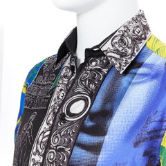 new VERSACE 100% silk multicolor Grecian barocco abstract print shirt EU37 XS