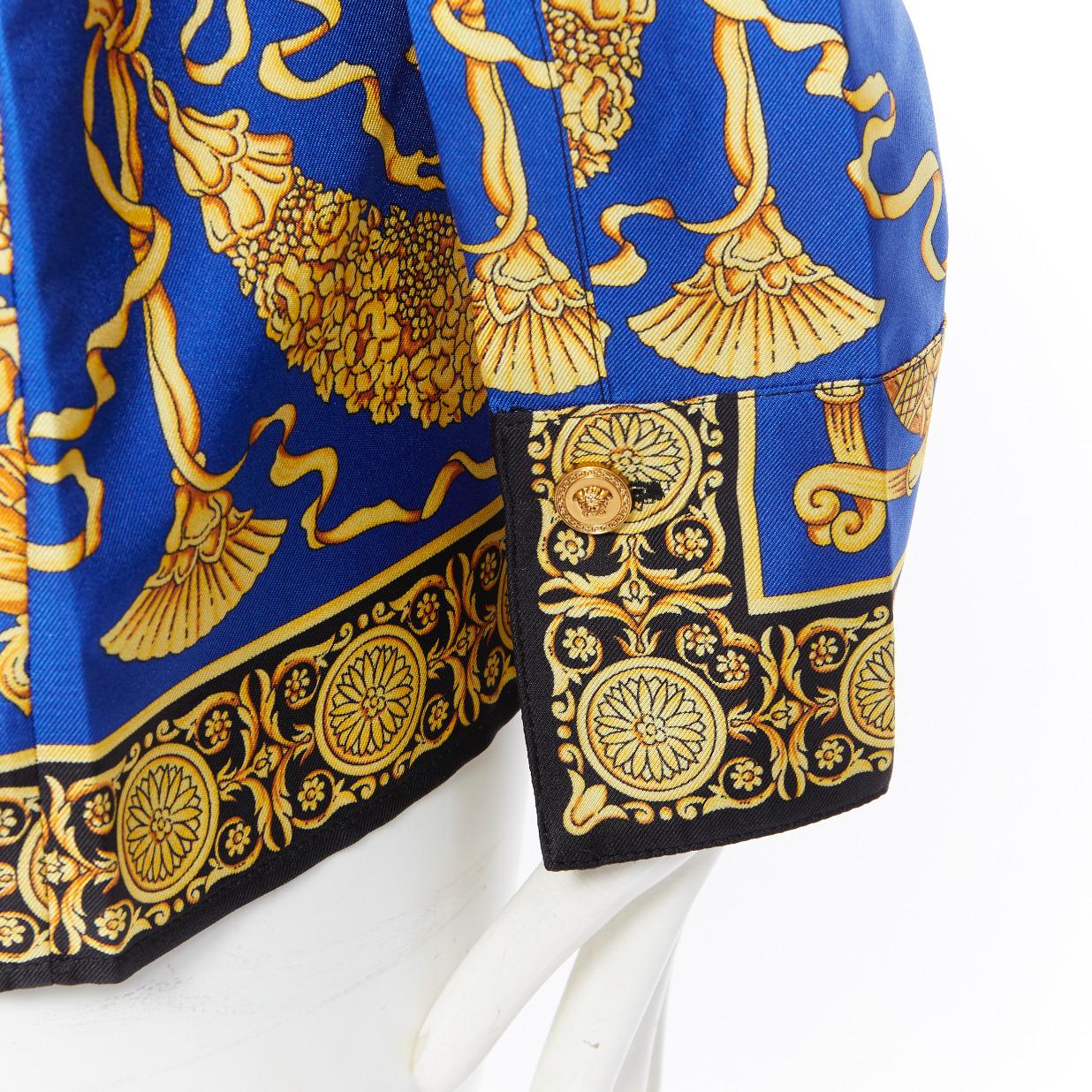 new VERSACE 100% silk red blue gold leopard baroque print Medusa shirt IT40 S 2