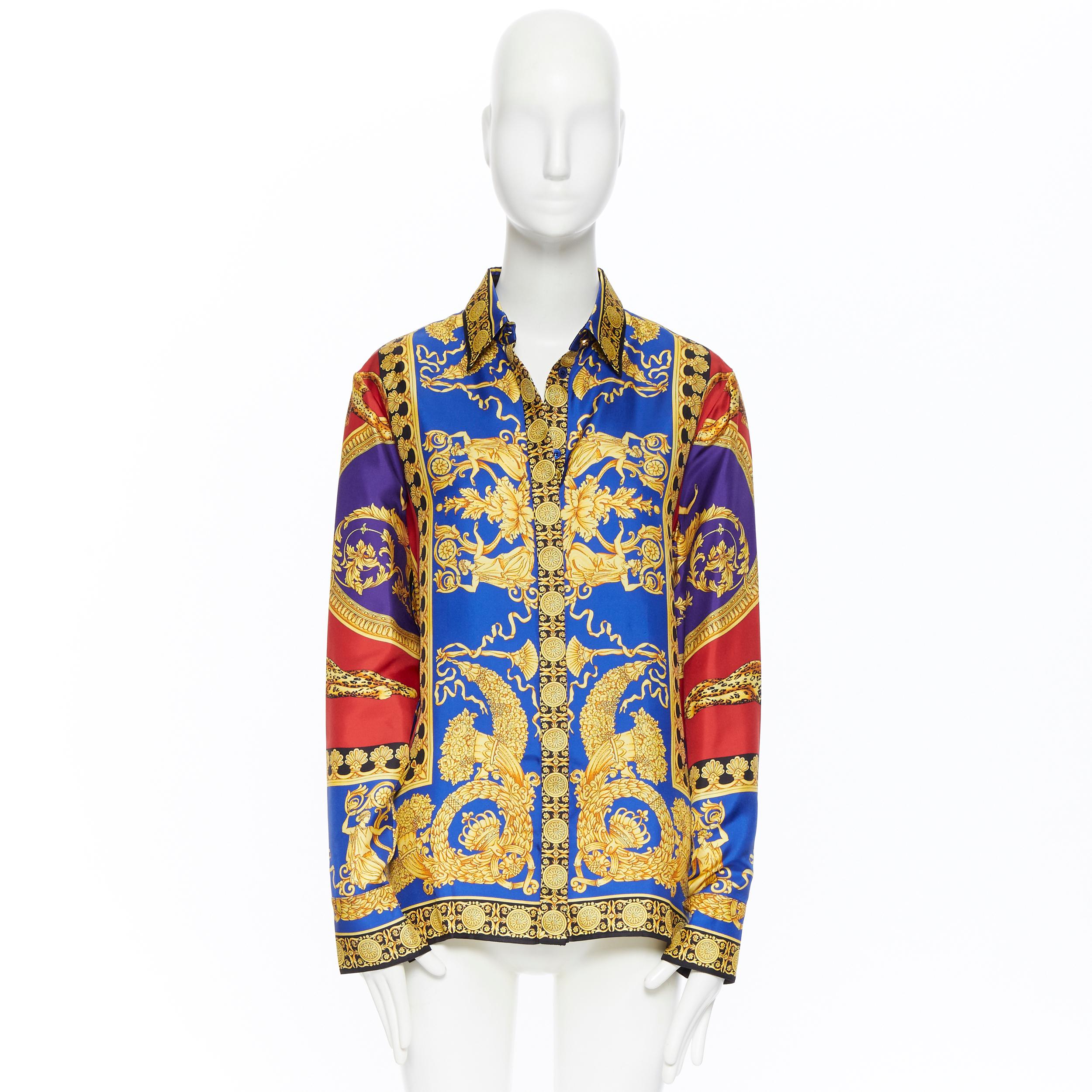 blue and gold versace shirt