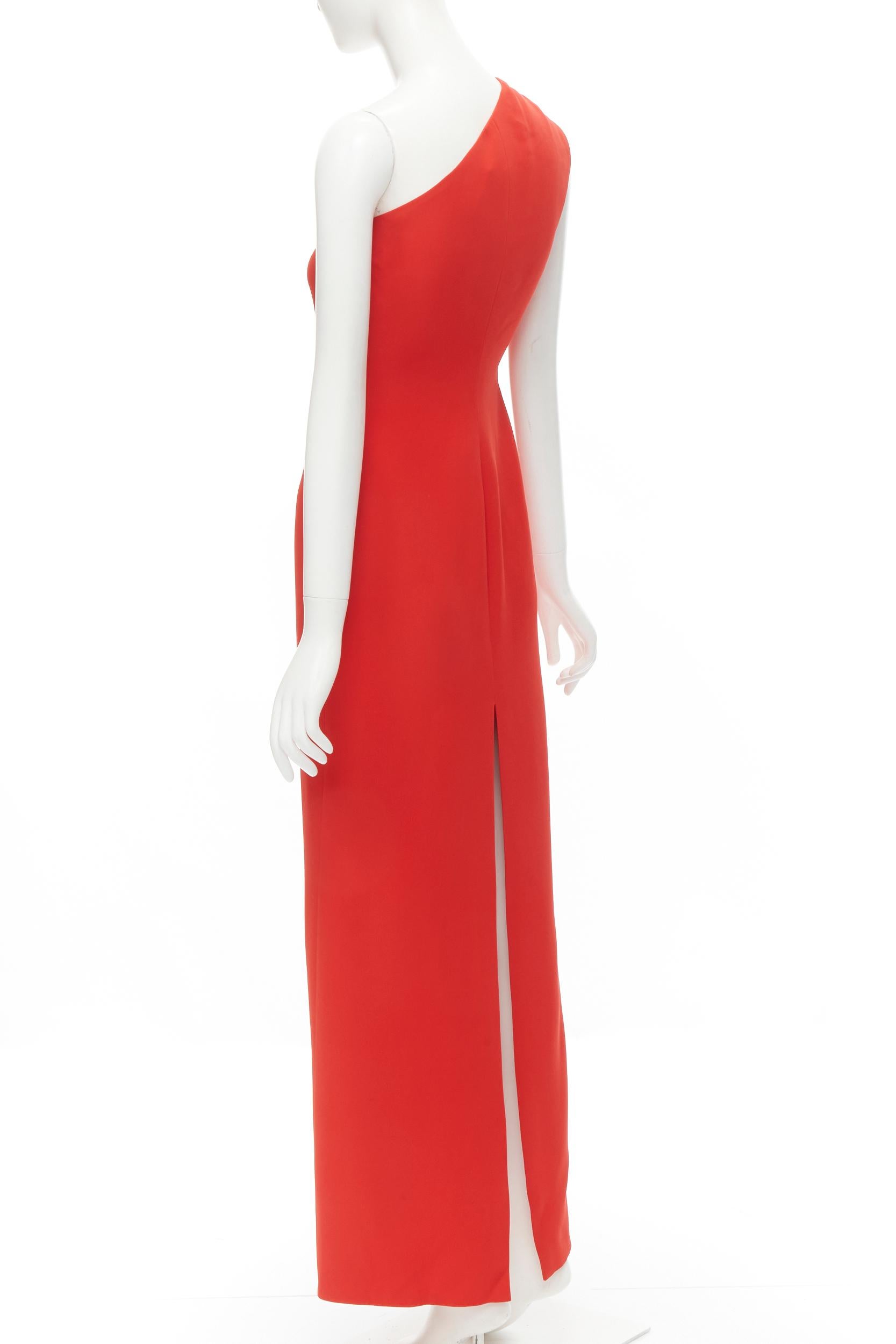 new VERSACE 100% silk red gold Virtus V clasp one shoulder gown dress IT38 XS For Sale 1