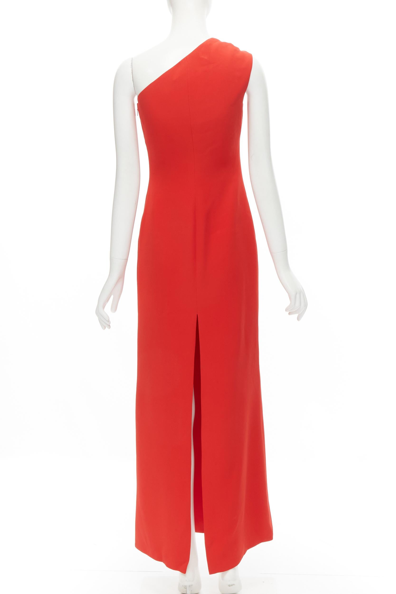 Versace - Robe asymétrique rouge 100 % soie avec fermoir en V vertueux, taille IT 42 M, état neuf Pour femmes en vente