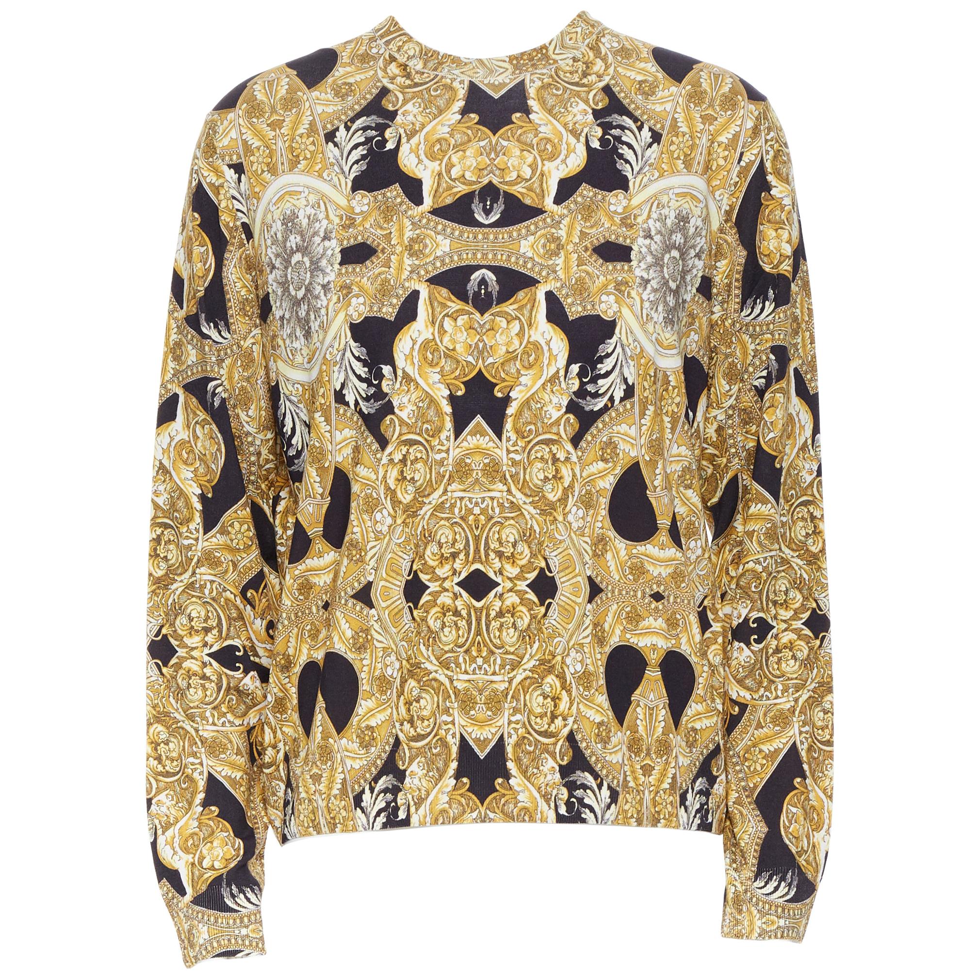 new VERSACE 100% silk signature black gold baroque rococo baroque sweater XL