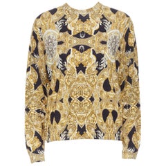 new VERSACE 100% silk signature black gold baroque rococo baroque sweater XL