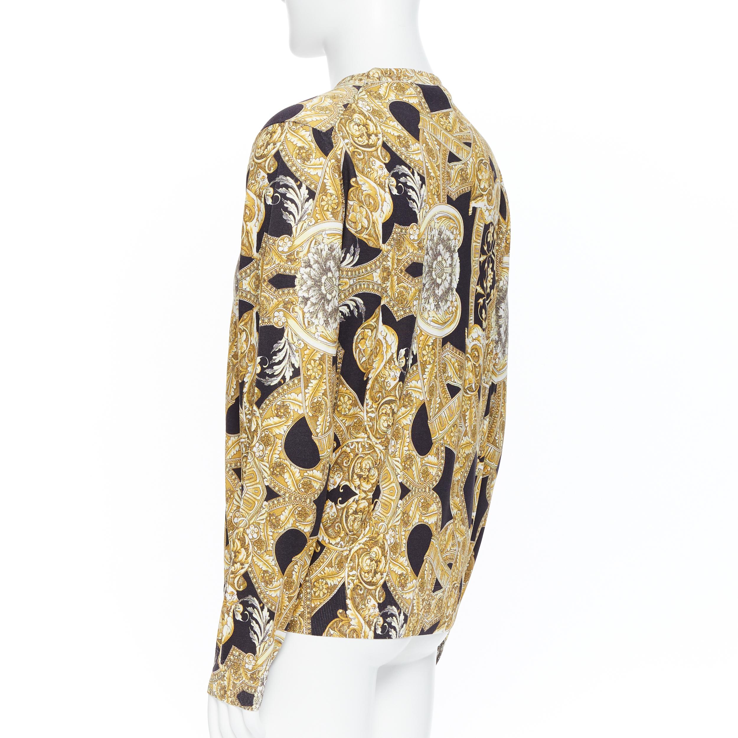 new VERSACE 100% silk signature black gold baroque rococo baroque sweater XXL In Excellent Condition In Hong Kong, NT