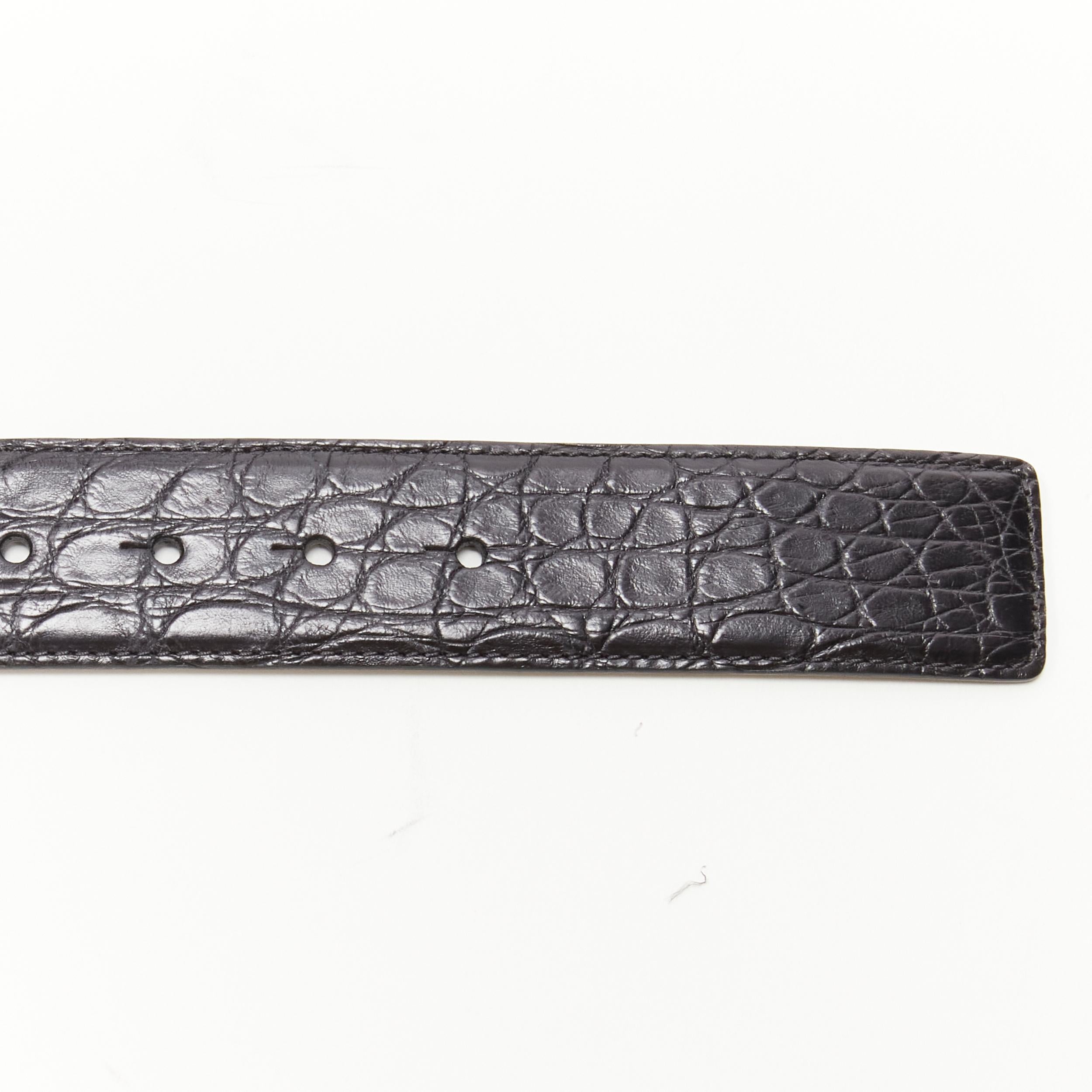 Men's new VERSACE $1200 La Medusa gold buckle black croc leather belt 110cm 44