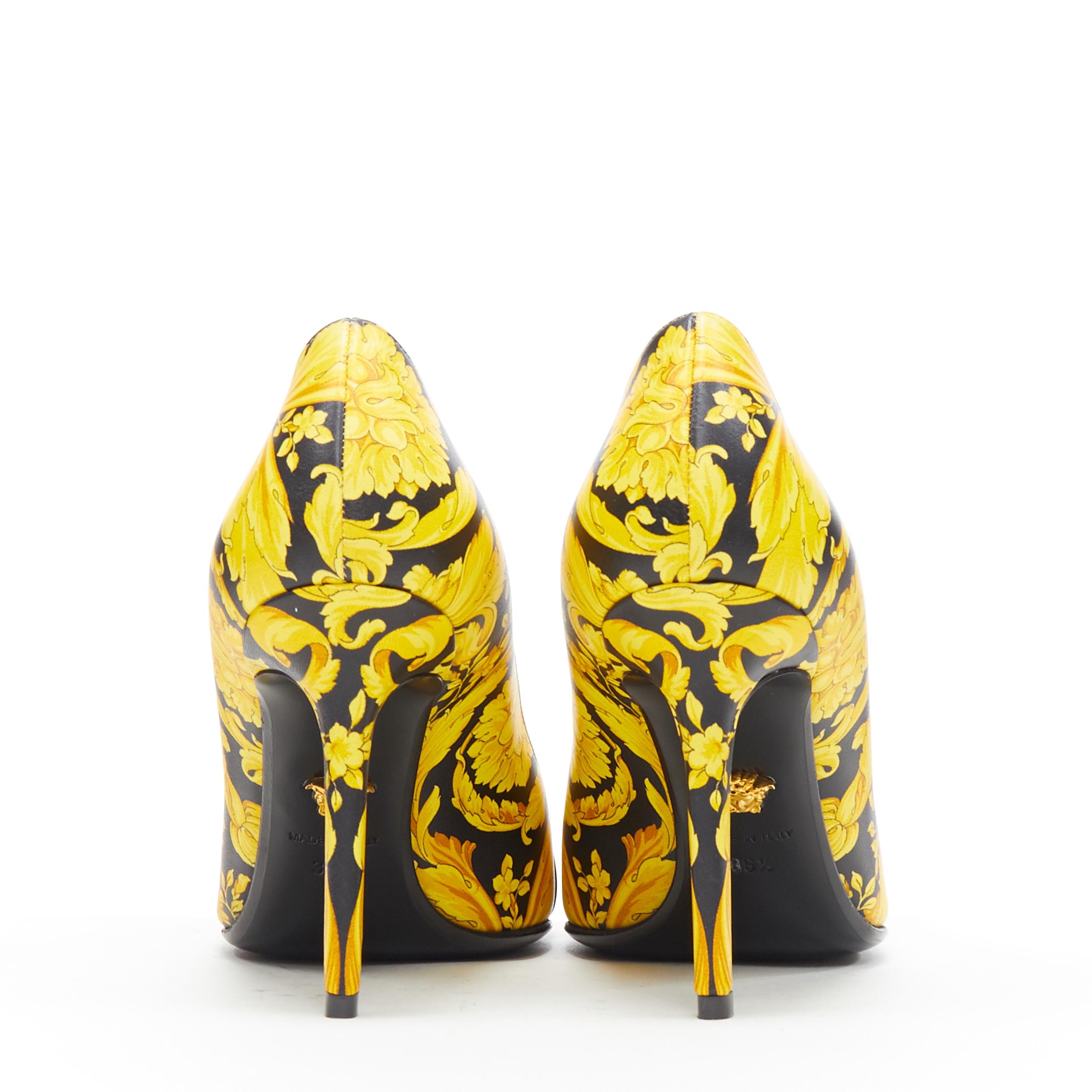 new VERSACE 1992 Tribute Baroque Hibiscus barocco Medusa strap leather pump EU37 In New Condition In Hong Kong, NT