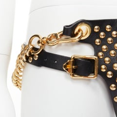 new VERSACE 2014 Runway rare gold studded S&M leather chain jockstrap  Sz.85