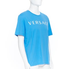 new VERSACE 2018 blue vintage 90's logo front Medusa print slogan t-shirt 4XL