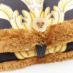 new VERSACE 2018 Pillow Talk gold black baroque print silk tassel shoulder bag