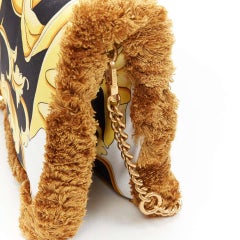 new VERSACE 2018 Pillow Talk gold black baroque print silk tassel shoulder bag