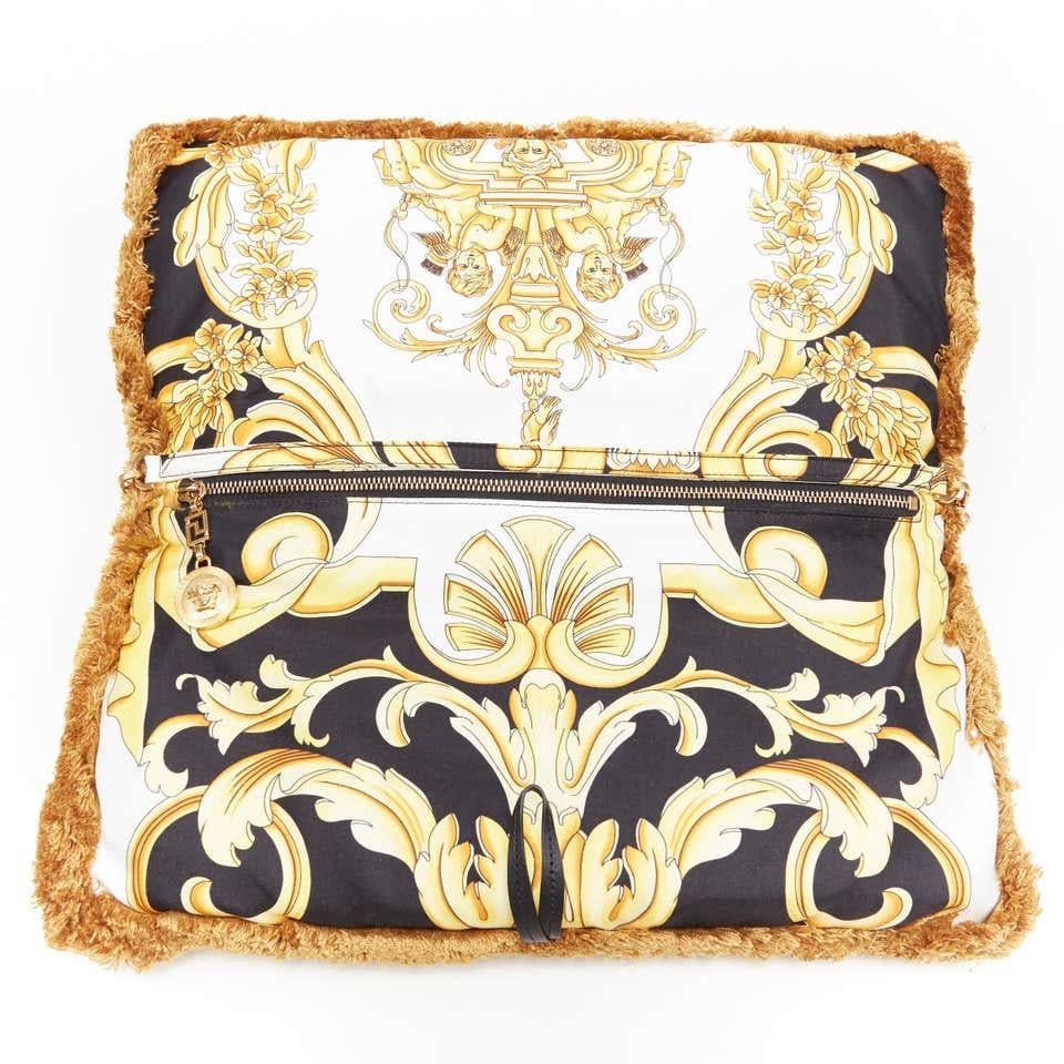 new VERSACE 2018 Pillow Talk gold black baroque print silk tassel shoulder bag In New Condition In Hong Kong, NT