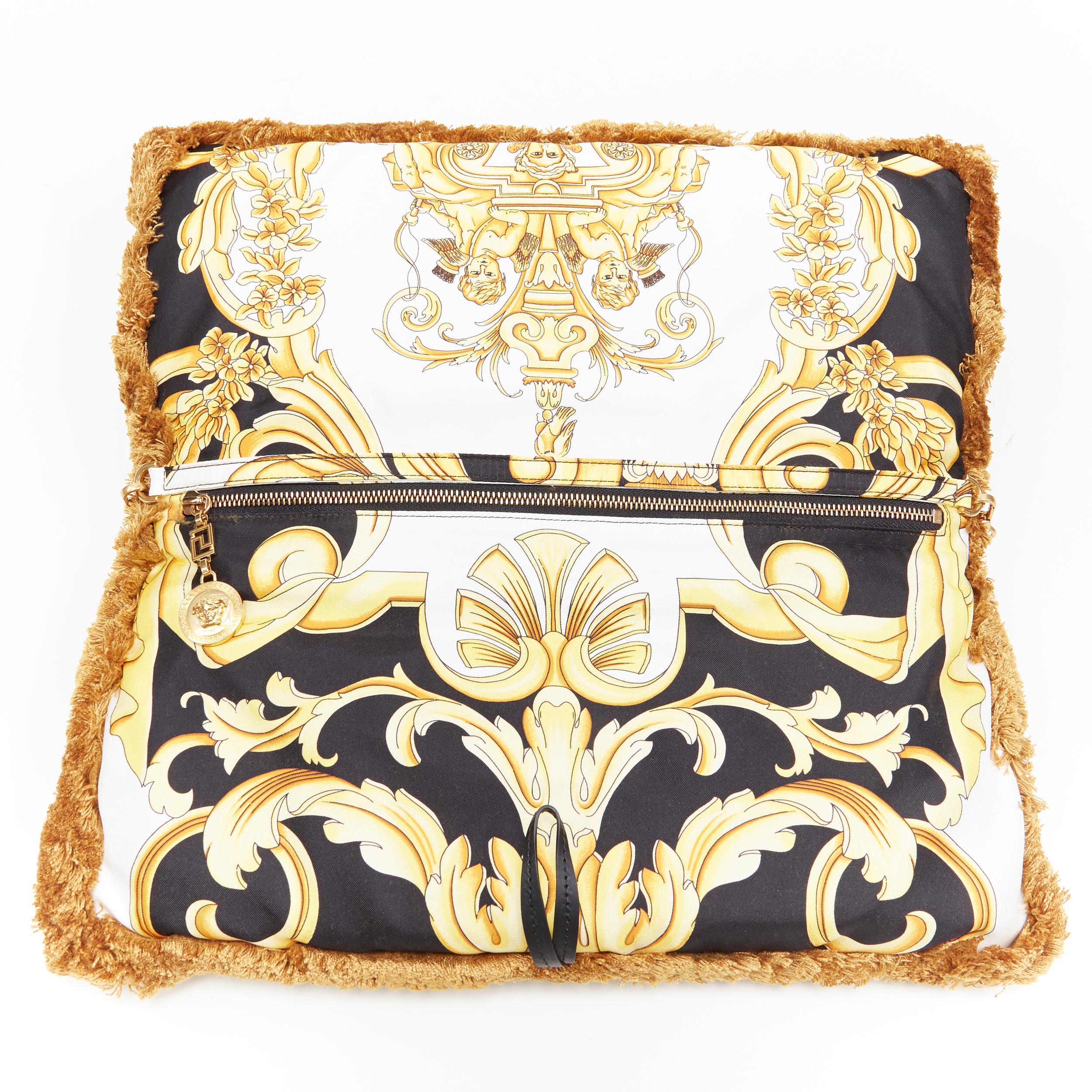 new VERSACE 2018 Pillow Talk gold black baroque print silk tassel shoulder bag 2