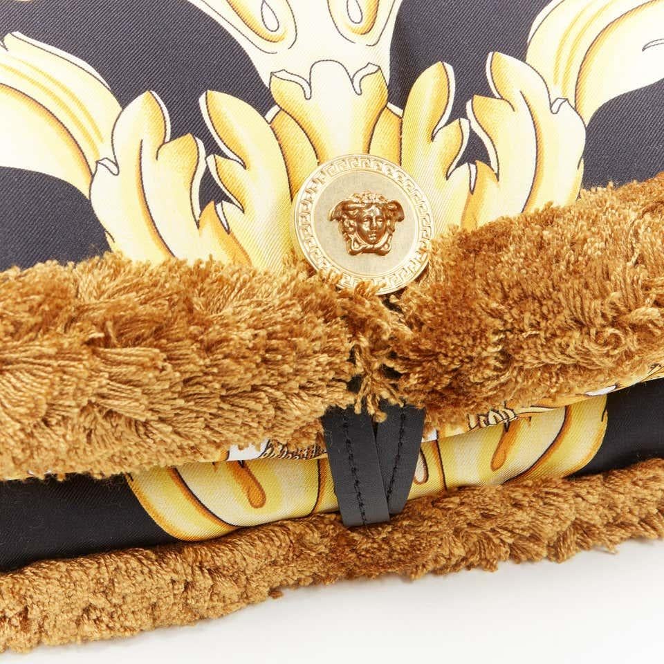 new VERSACE 2018 Pillow Talk gold black baroque print silk tassel shoulder bag 1