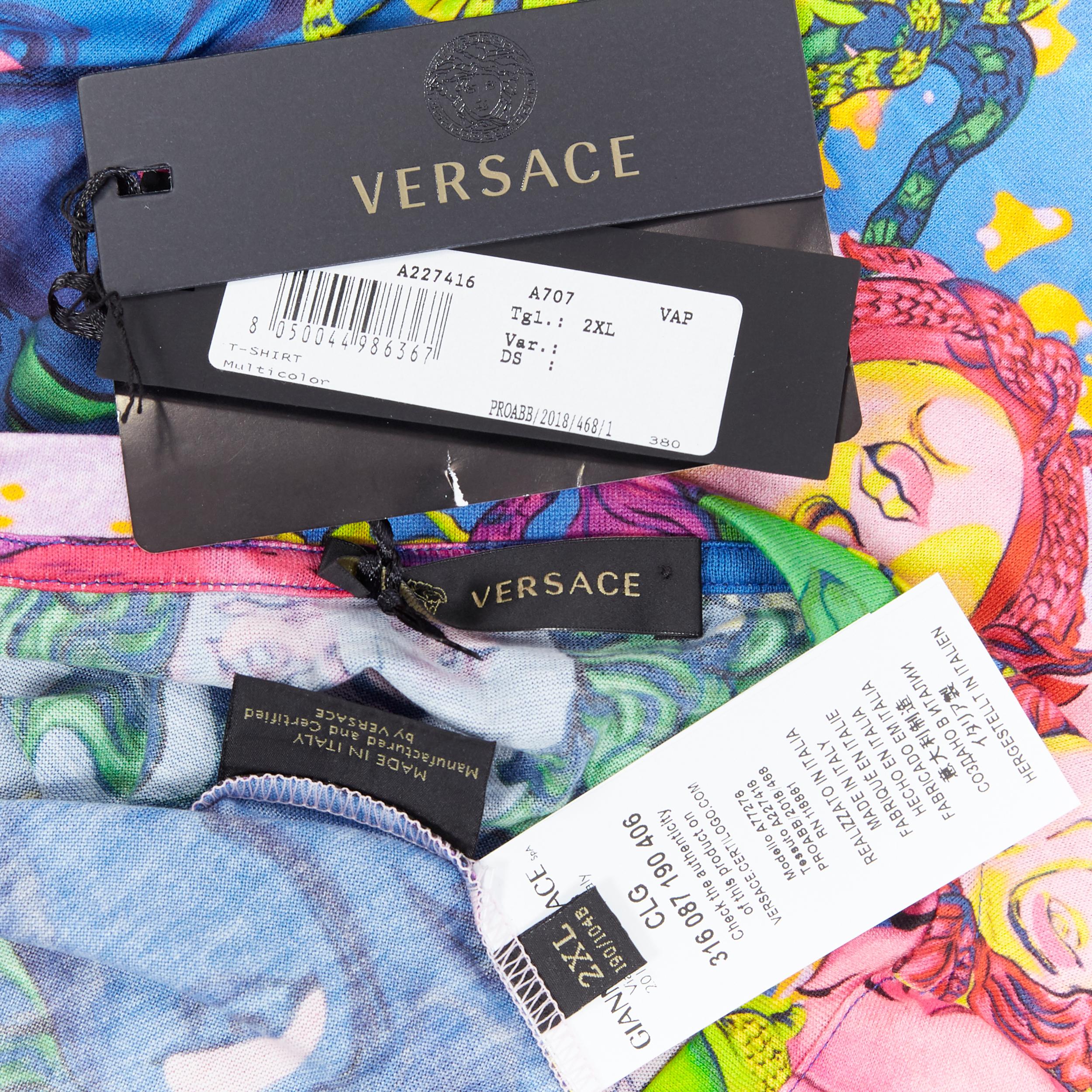 new VERSACE 2018 Pop Foulard multicolour neon Medusa all-over print t-shirt XXL 4