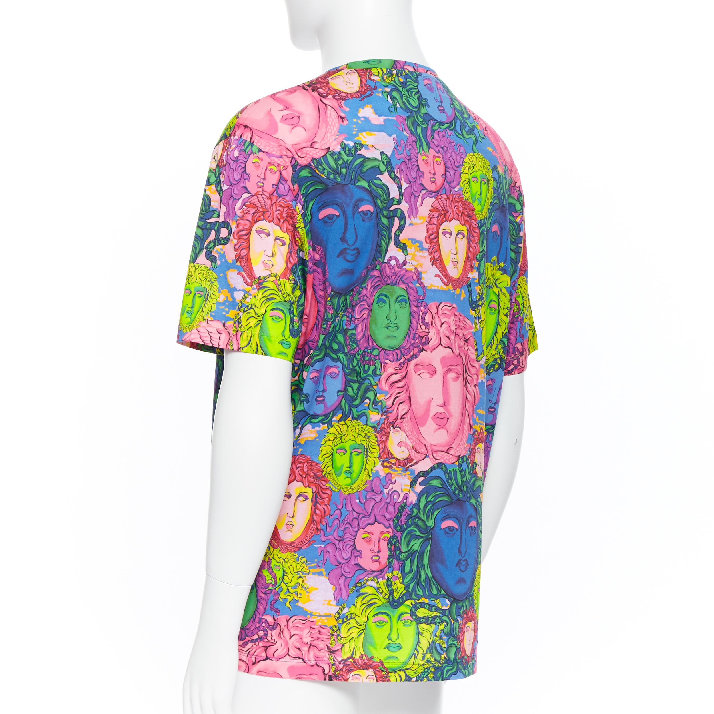 new VERSACE 2018 Pop Foulard multicolour neon Medusa all-over print t-shirt XXL 1